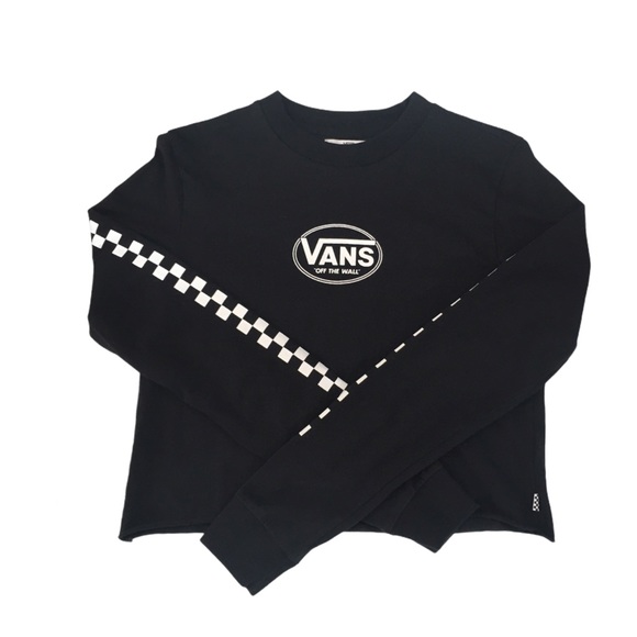 Vans Tops - Vans Black Checkered Graphic Cropped Cotton Tee